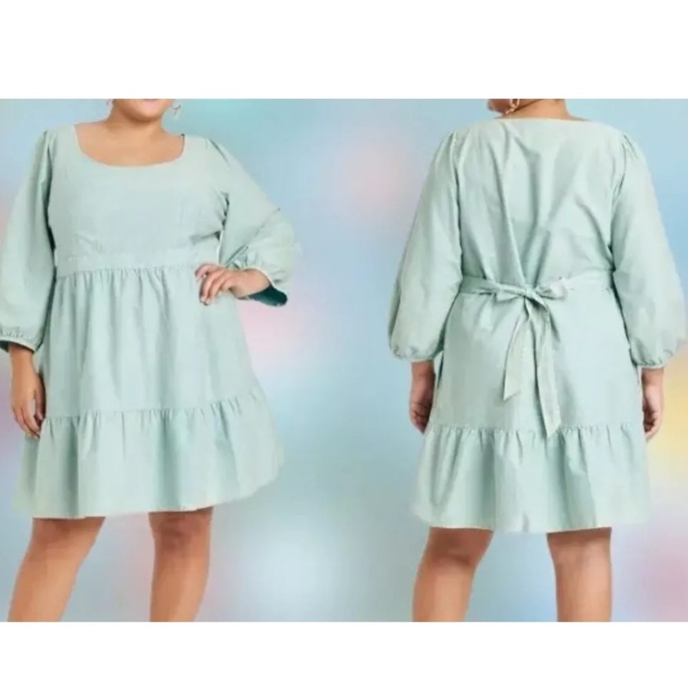 NWT AVA & VIV Plus Size Balloon Sleeve A-Line Dress